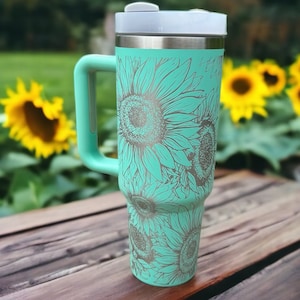 Sunflower tumbler|Sunflower water bottle|Sunflower coffee mug|Engraved sunflower|Autumn mug|New water bottle|Mint tumbler|New tumbler