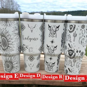 Sunflower 40oz tumbler|Western 40oz tumbler| Highland cow tumbler| White tumbler| Personalized 40oz cup|Cow 40oz tumbler|New water bottle