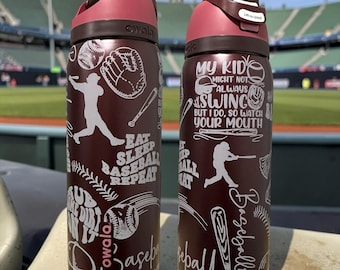 Vaso de béisbol grabado / Regalo para jugador de béisbol / Taza para mamá de beisbolero / Botella de agua Owala grabada con láser / Owala con temática de béisbol / Taza de béisbol