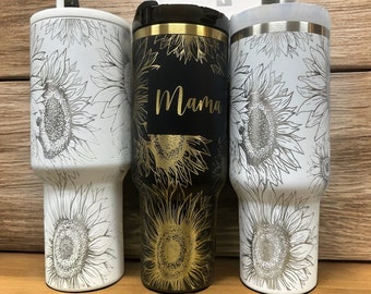 Sunflower tumbler|40oz cup| Gift for her|Gift for mom|Sunflower 40oz cup|Yellow cup| Cup with sunflower|Birthday gift|Gift for birthday