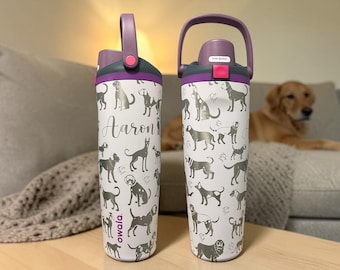 Personalized Dog Owala Water Bottle, Custom Pet Lover Tumbler, Engraved Dog Breed Bottle, Dog Mom Gift, Puppy Lover Gift, Custom Name Owala