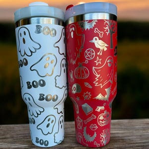 Ghosts 40oz tumbler|Spooky theme coffee mug|Halloween 40oz mug|40oz Halloween tumbler|Halloween 40oz with handle|Spooky mug|Spooky season