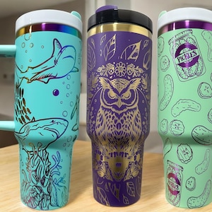 Pickle Tumbler|pickle theme water bottle|40 oz pickle tumbler|Gift for pickle lover|Pickle water bottle|Pickles|pickle 40oz tumbler w handle