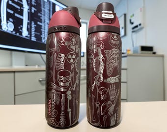 Skeleton Anatomy Owala Water Bottle | 40oz Engraved Radiology Stanley Tumbler | 32oz Medical X-Ray Design Tumbler | Gift for Radiology Tech