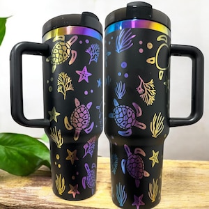 Turtle tumbler|Turtle water bottle|Turtle theme water bottle|Gift for turtle lover|Ocean theme water bottle|gift for marine biologist|turtle