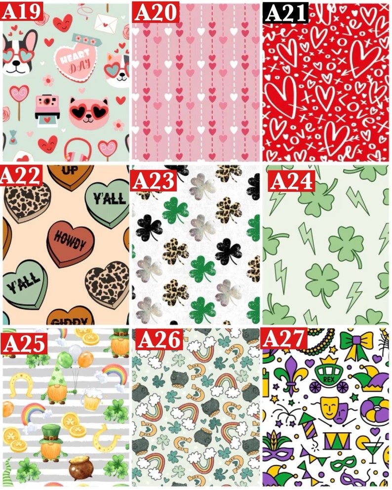 May include: A set of nine digital paper designs featuring various patterns. The designs include hearts, shamrocks, rainbows, and other festive elements. The designs are perfect for creating cards, invitations, scrapbook pages, and other craft projects.