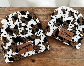 Matching beanie|Kids Cow print beanie|Western style beanie|Kids winter hat| Infant winter hat| Mama mini winter hat|Western matching beanie
