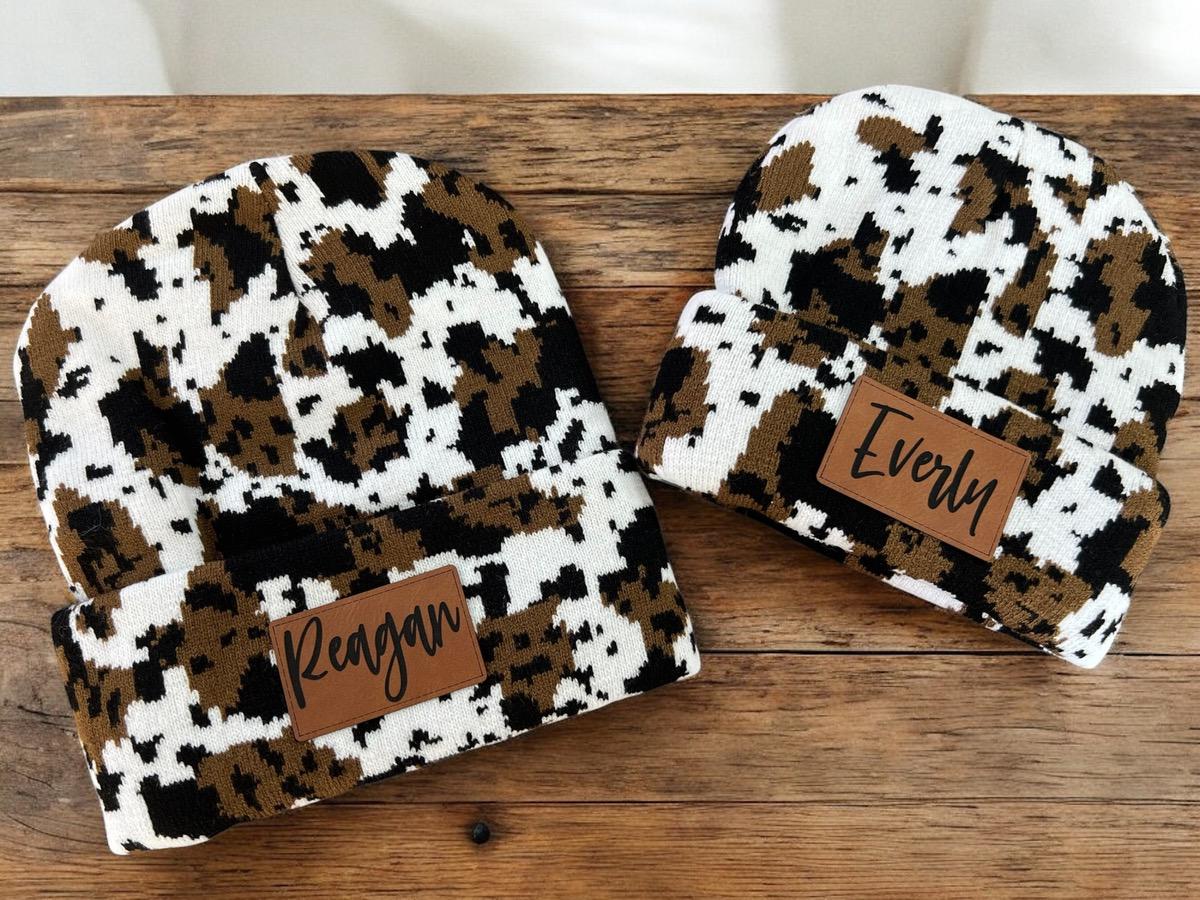 Matching beanie|Kids Cow print beanie|Western style beanie|Kids winter hat| Infant winter hat| Mama mini winter hat|Western matching beanie
