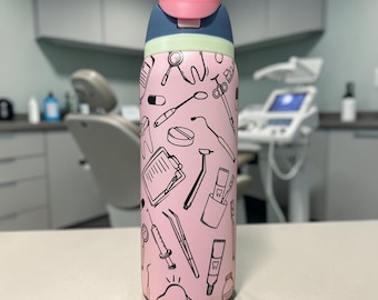 Personalized Dental Hygienist Owala Water Bottle | Custom Engraved Stanley Dentist Gift | 30oz Dental Assistant Tumbler | 40oz Water Bottle