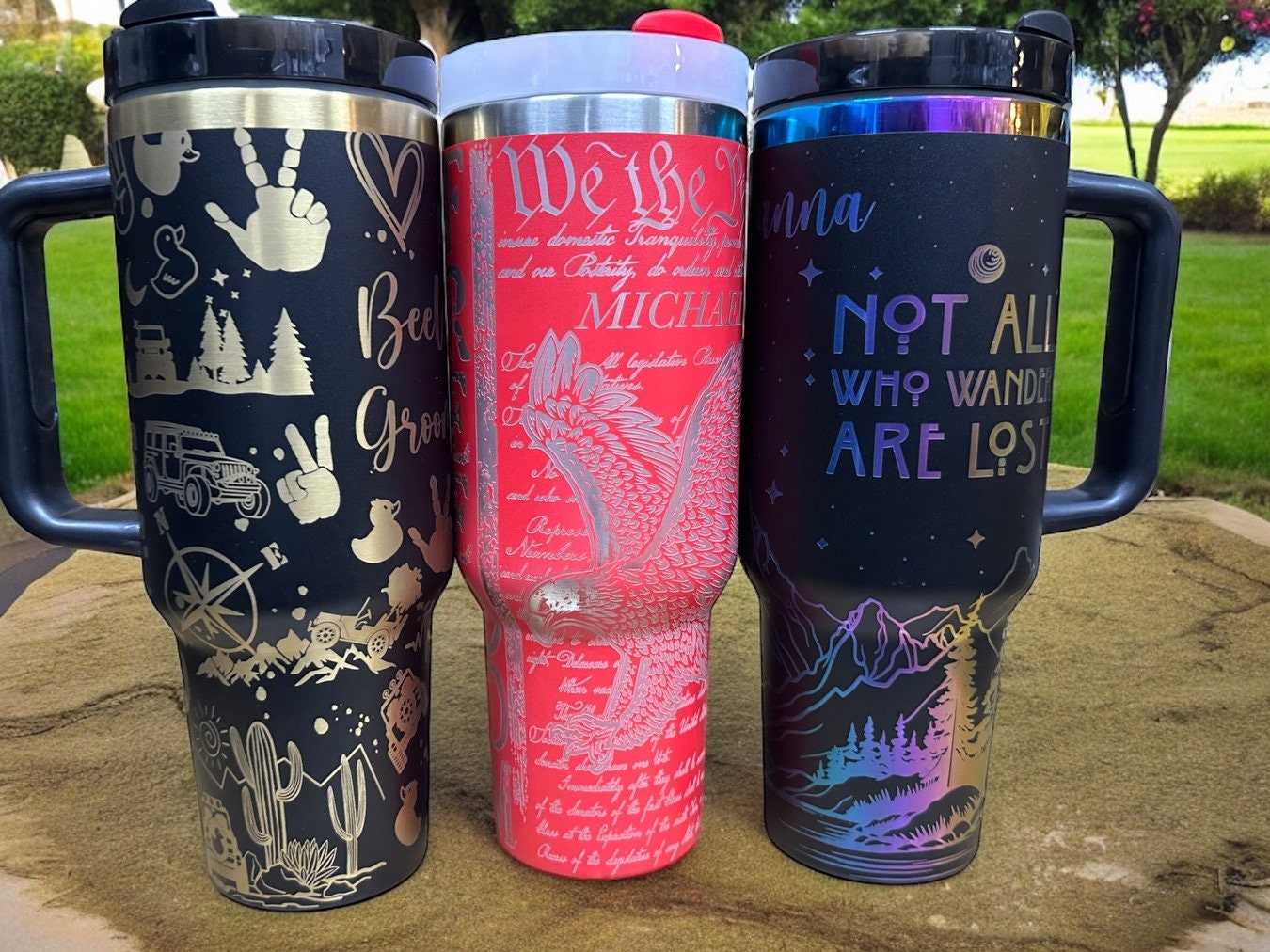 Off road vehicle tumbler|Not all who wander are lost tumbler|Gift for him|Tumbler with eagle|Men's flag coffee mug|Men's flag mug|men's mug