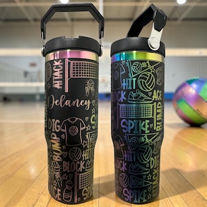 Personalized Owala Volleyball Water Bottle | Engraved Volleyball Tumbler | Custom Player Name Bottle | Volleyball Gift | Athlete Team Gift
