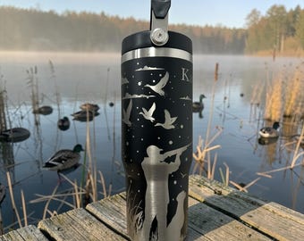 Duck Hunting Engraved Tumbler, Waterfowl Hunter Gift, Duck Call Hunter Cup, Hunting Dog Tumbler, Outdoor Sportsman Gift, Duck hunter tumbler