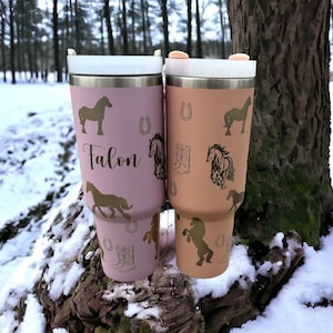 Horses 40oz cup|40oz water bottle with horses|Horse lover cup|Gift for horse lover|New water bottle|40oz water cup| Personalized tumbler