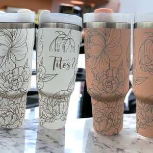Peonies tumbler| Floral tumbler| Tumbler with flowers| Personalized tumbler| Cup for alcohol| Alcohol cup| Tumbler for drink| White cup