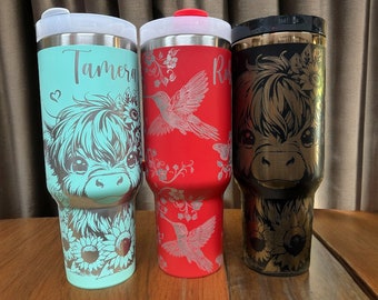 Mug Colibri|Gobelet Colibri 40 oz|Cadeau pour amoureux de la nature|Cadeau pour amoureux des colibris|Gobelet avec fleurs|Bouteille d'eau Colibri