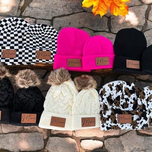 Kids beanie|Kids name beanie|Infant beanie|Baby beanie|Baby name beanie|Kids winter hat|leather patch beanie|Infant name beanie|Kids hat