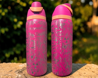 Personalized Mammography Owala Water Bottle, Breast Cancer Awareness Tumbler, Mammogram Tech Cup, Radiology Gift, Engraved Custom Name Owala