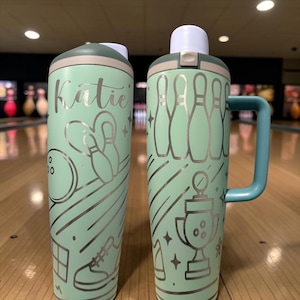 Personalized bowling Water Bottle | Custom Engraved bowling Name Tumbler