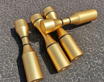 Weinklammern - Gebürstetes Aluminium in Goldfarbe- Moderne Vertikale Weinregalklammern - Metall Weinklammern