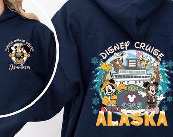 Alaska Cruise Disney Sweatshirt, 2 Side Alaska Cruise 2025 Shirt, Matching Family Cruise Tee, Disney Alaska Cruise Shirt, Front and Back Tee
