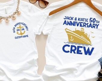 Personalized 50th Anniversary Cruise Shirts, Matching Couple Tees, Birthday Crew Shirt, Front and Back Cruise Tees
