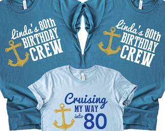 80th Birthday Cruise Crew Shirts, Personalized Vacation Tee, Matching Family Shirts