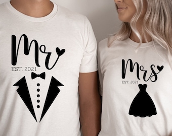 Matching Mr & Mrs Wedding Shirts, Honeymoon Apparel