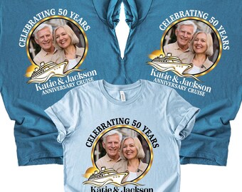 Celebrating 50th Anniversary Cruise Photo Shirts, Personalized Cruise Photo Family Matching Tees