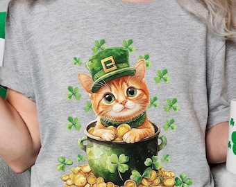 St. Patrick’s Day Cat Shirt, Lucky Irish Design