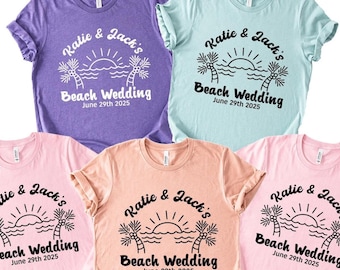 Beach Wedding Shirt, Custom Wedding 2025 Shirt, Personalized Anniversary Shirts, Celebrating Wedding Summer Shirts, Wedding Palm Date Gift