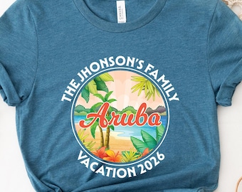 Aruba Family Vacation Shirt, Personalized Beach Trip Tees, Custom Family Vacation 2026 Tees