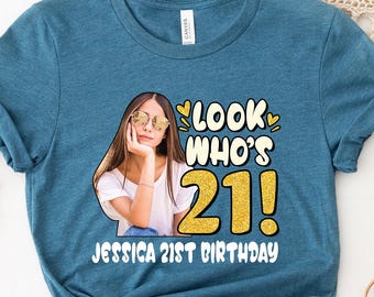 Custom 21st Birthday Photo Shirt, Personalized Milestone Outfit (Digital File)