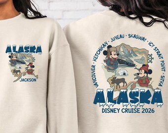 Alaska Cruise Disney Sweatshirt, 2 Side Alaska Cruise 2026 Shirt, Disney Alaska Cruise Port Shirt, Front and Back Cruise Shirt