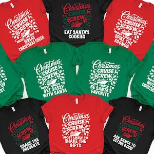Christmas Cruise Crew Shirts: Funny Matching Holiday Tees, Most Likely To Long Sleeves