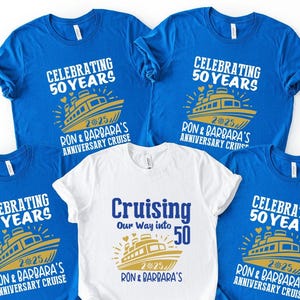 Custom Celebrating 50 Years Anniversary Cruise Shirt, Personalized Cruise Shirt, Couples Gift, Group Cruise Birthday Party 50th 60th Shirts