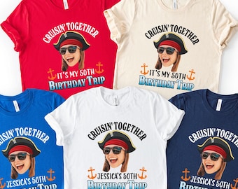 Birthday Cruise Shirt, Personalized Photo Birthday Trip Tee, Custom Captain Cruise Crew Tees