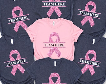 Customizable Breast Cancer Awareness Team Shirts, Pink Ribbon October Walk Tee