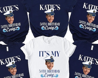 Birthday Cruise Shirt: Personalized Photo Captain Tee, Its My Birthday Shirts, Gift For Her, 50th Birthday Photo Shirt