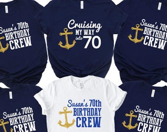 Personalized 70th Birthday Cruise Crew Shirts, Matching Family Vacation Tees