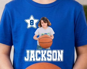 Personalized Basketball Birthday Photo Shirt, Custom Sports Shirts, Sports Birthday Shirt