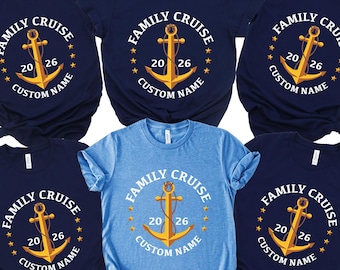 Family Cruise 2026 Matching Shirt, Custom Name Anchor Tee
