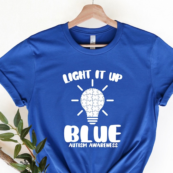 Light It Up Blue for Autism, Autism Awareness Heart Shirt, Autism Shirt, Gift Shirt For Autism, Puzzle Heart Shirt, Autism Shirt Gift