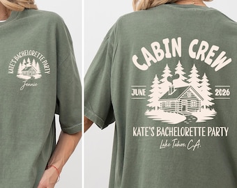 Cabin Crew Bachelorette Party Shirts, Custom Bachelorette Shirts. Comfort Colors Camp Crew Front and Back Name Shirts