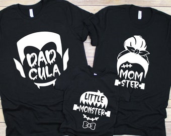 Dadcula Momster Little Monster Shirt, Matching Halloween Gift for Dad, Halloween Mom Shirt, Spooky Dad, Spooky Mom, Dadcula Shirt, Momster