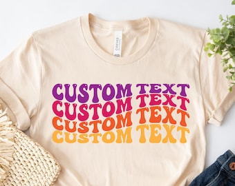 Custom Retro Text Shirt, Personalized Groovy Tee