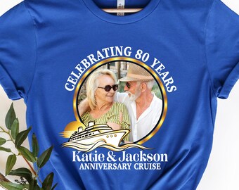 Celebrating 80 Years Anniversary Cruise Photo Shirts, Personalized Cruise Photo Family Matching Tees