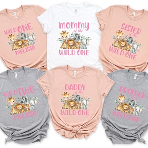 Wild One Safari Birthday Shirts, Jungle Animal Family Matching Tees, 1st & 2nd Birthday Party Outfits, Matching Birthday Shirts