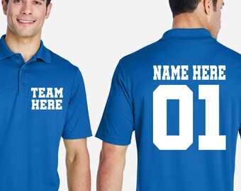 Custom Sports Team Dry-Fit Polo Shirt Front Back Name, Personalized Business Uniform, Custom Text Here, Team Logo Tees