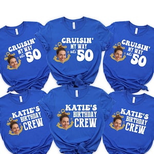 Custom Cruise Birthday Face Photo Crew Shirt, Cruisin&#39; 50th, Personalized Birthday Shirt, Birthday Group Shirt, Cruise Birthday Party Shirt