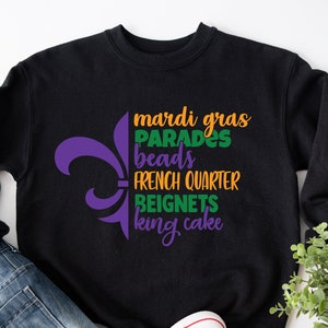 Mardi Gras Beignets Shirts, French quarter Beads King cake, Mardi Gras Parade, Party Clothing, Mardi Gras Matching Party, New Orleans Tee